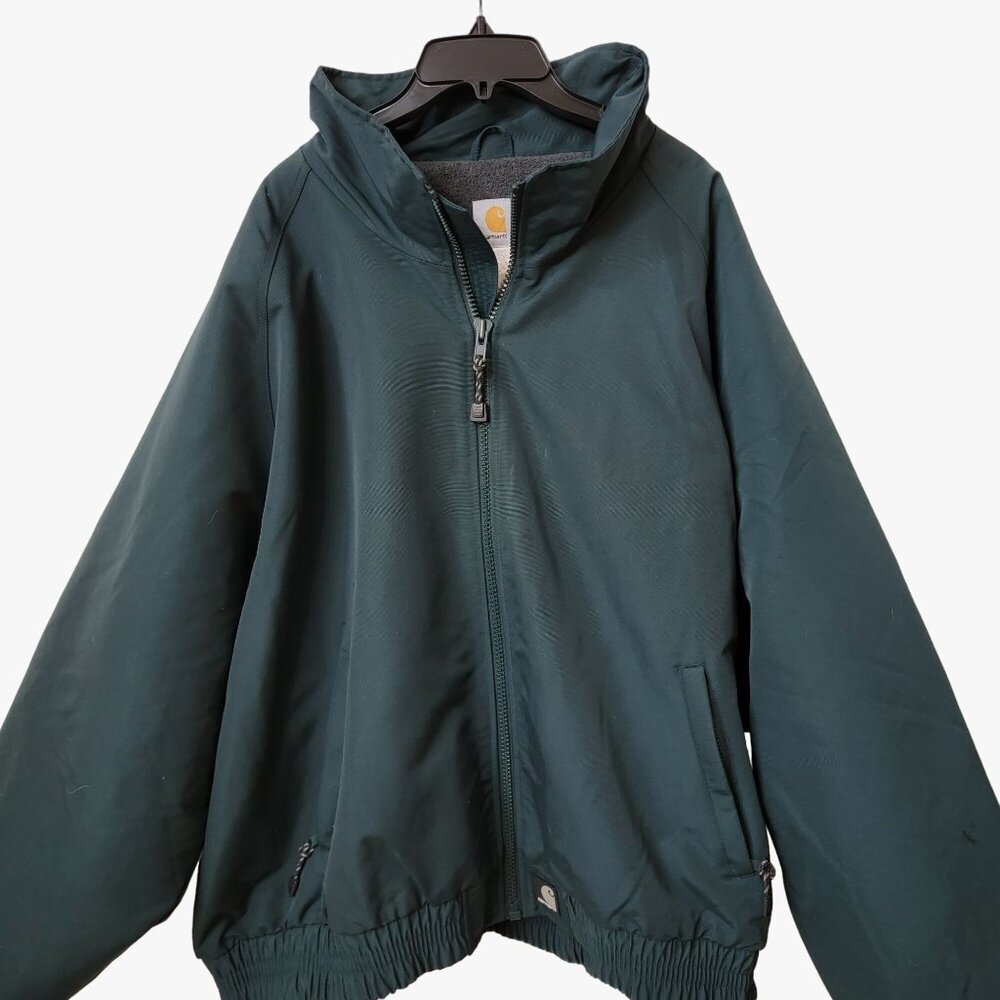 Carhartt Mens 4XL Regular Fit Green Nylon Jacket With Fleece Lining